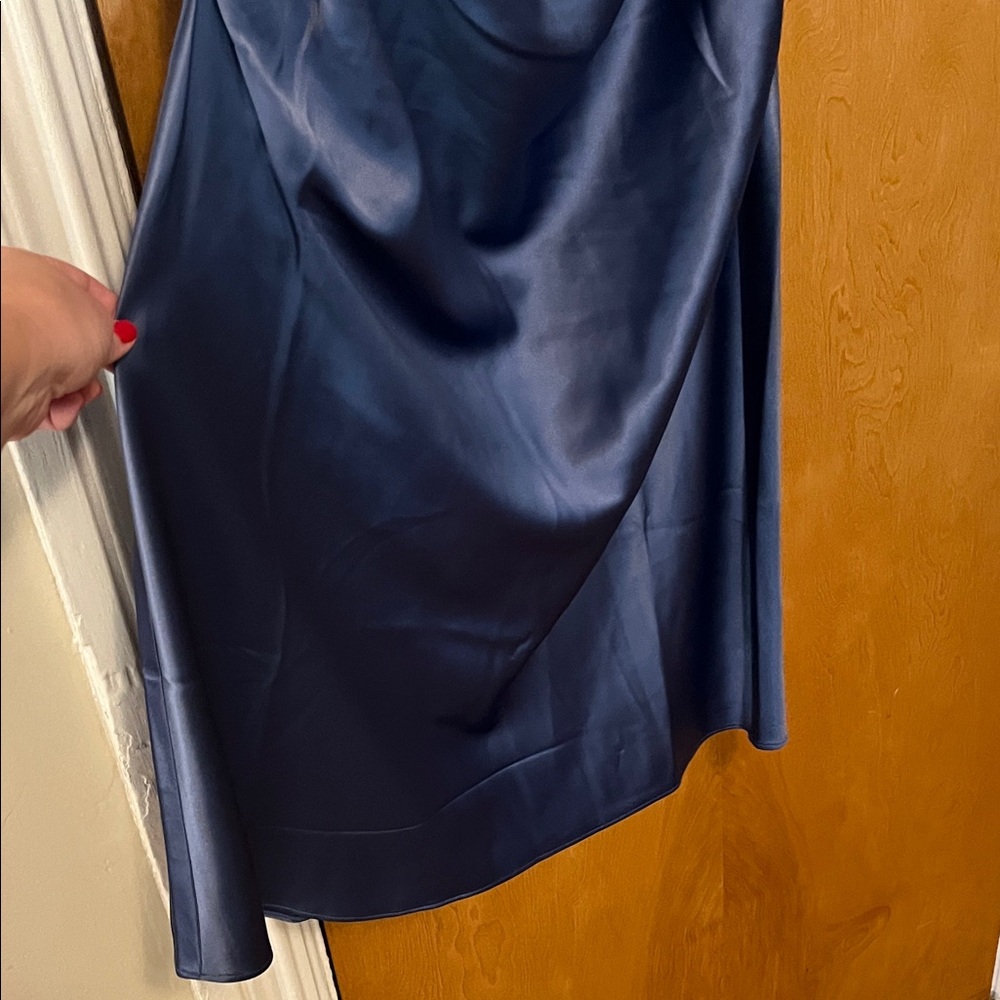 NWT BHLDN Emery Square-Neck Stretch Satin Midi Dress XXL, Slate (blue) - Picture 9 of 14